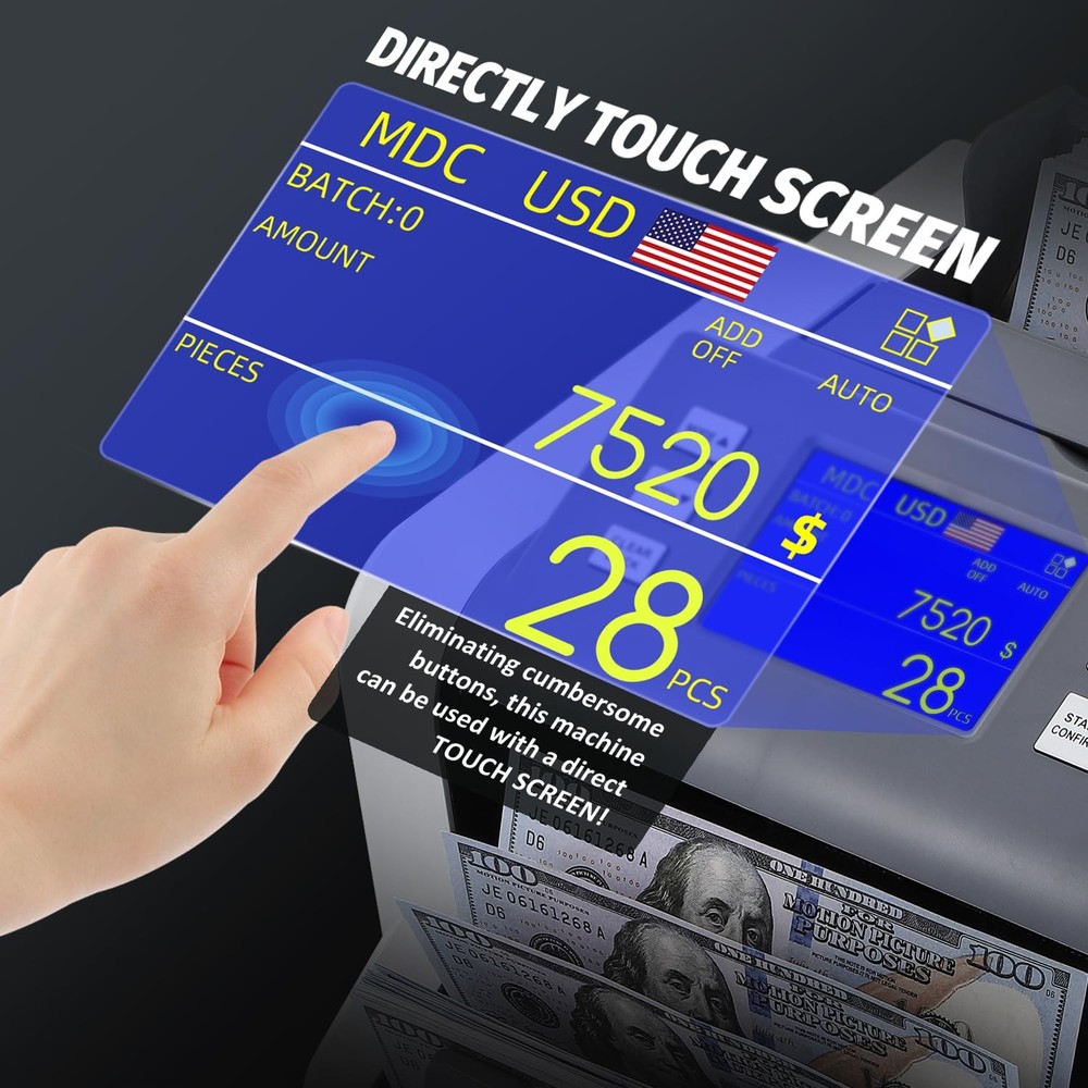 Frifreego Money Counter Machine Mixed Denomination with Value Count, Touch Sc...