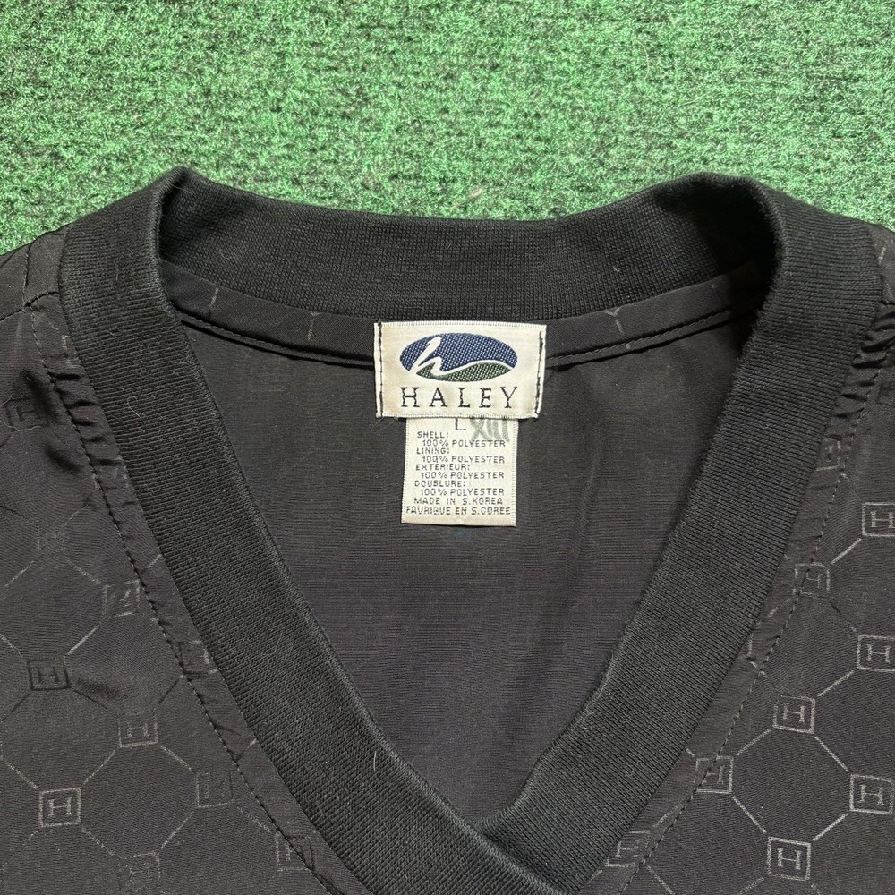 Pebble Beach Golf Links Pullover Windbreaker Jacket Sz Large Black V Neck