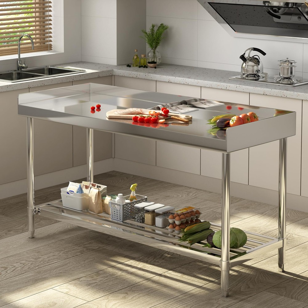 48" x 24" Stainless Steel Commercial Kitchen Prep Work Table with Backsplash