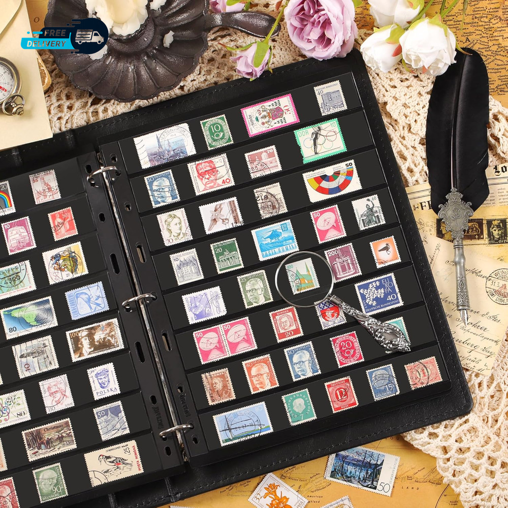 10 Sheets 20 Pages Postage Stamp Album Pages 8 Pockets 7.7X 1.18In Stamp