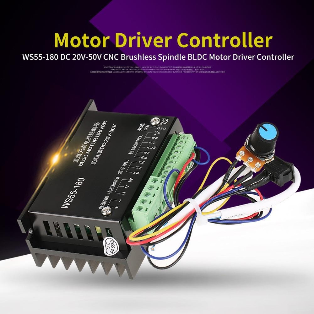 DC 20V-50V WS55-180 CNC Brushless Spindle BLDC Electromotor Driver Controller