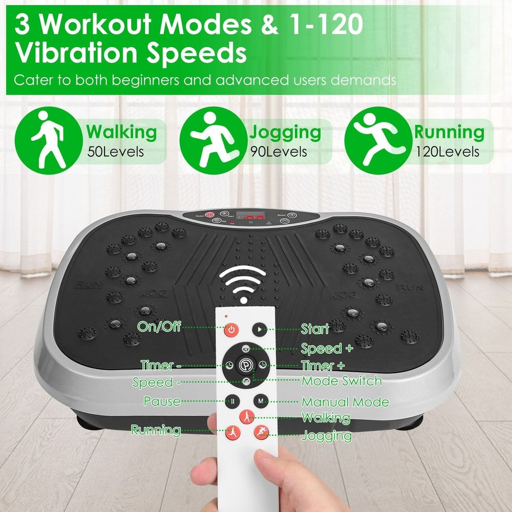 Vibration Plate Exercise Machine With Resistant Bands Remote Control Whole Body