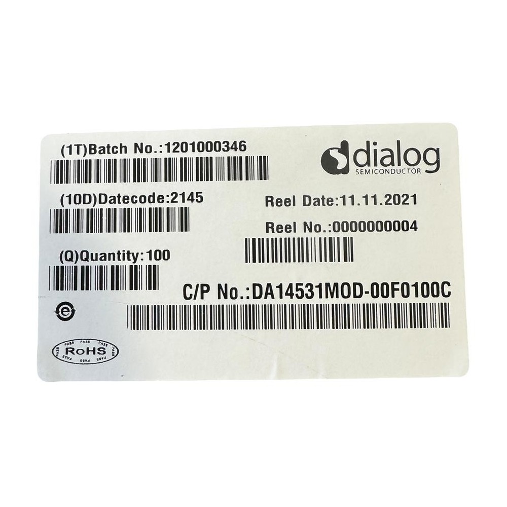 DA14531MOD-00F01002 SmartBond TINY Bluetooth® LE Module TAPE AND REEL QTY 100