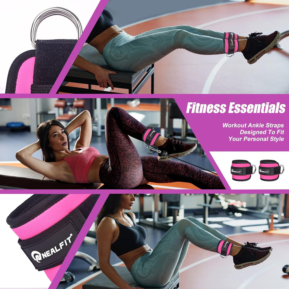 Ankle Strap for Cable Machine, Gym Ankle Cuff for Kickbacks, Leg Extensions, Glu