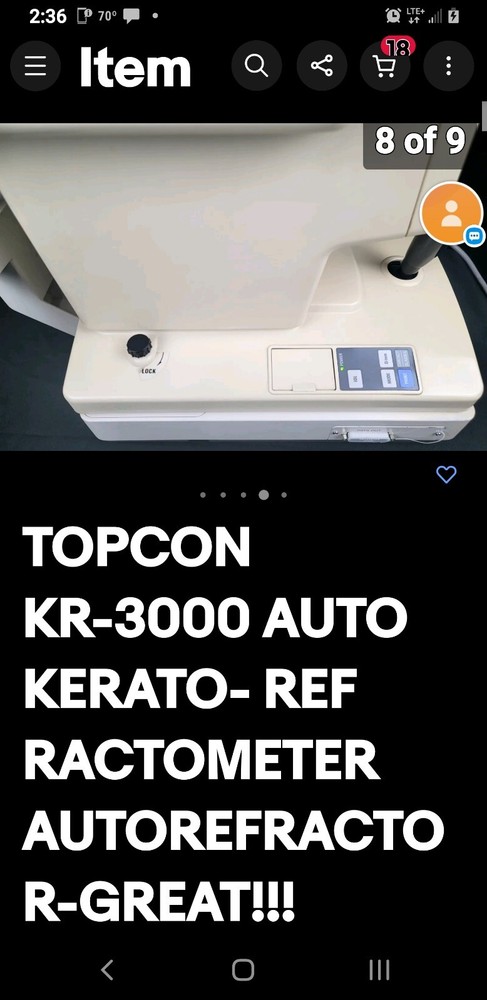 Topcon KR 8000 Auto Kerato-Refractometer