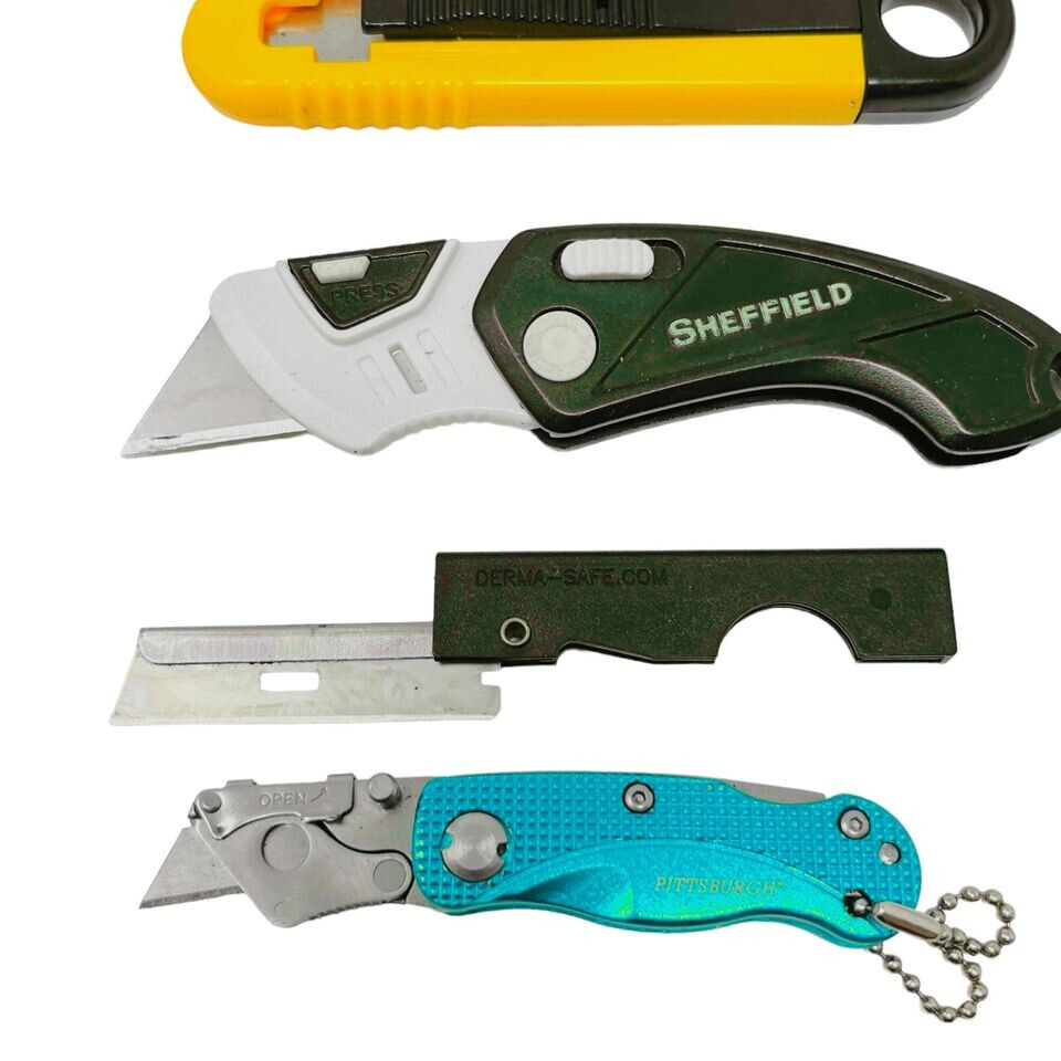 6 Pcs Pittsburgh, Sheffield and Assorted Folding Retractable Utility Knife