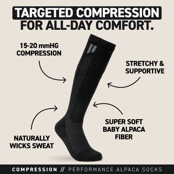 HOLLOW Performance Alpaca Compression Socks in Black - Size Medium