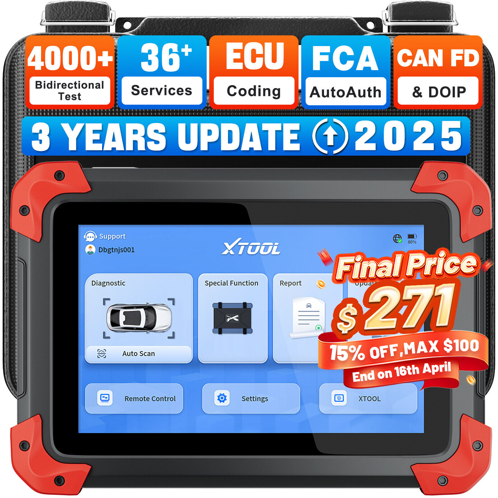 2025 XTOOL D7 Car Bidirectional Scanner Full Diagnostic Coding Key Programmer