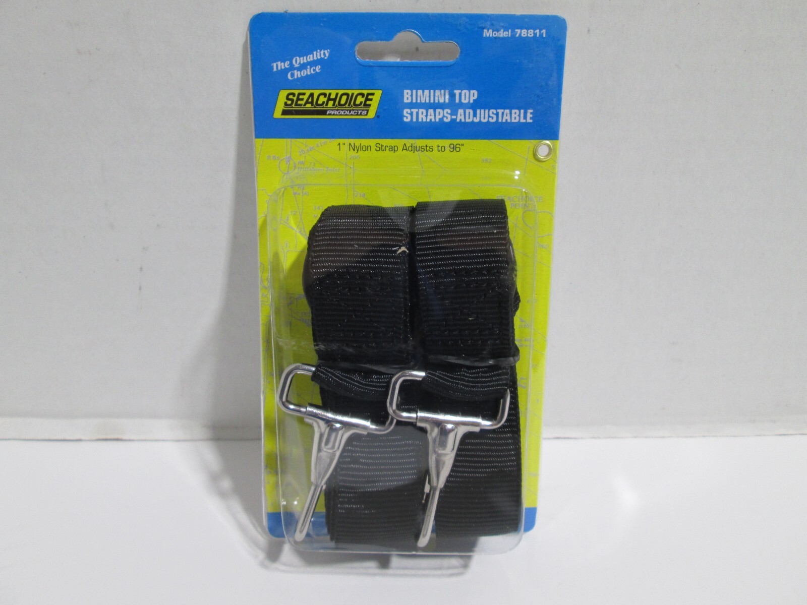 SEACHOICE 78811 ADJUSTABLE TO 96" BLACK BIMINI TOP STRAPS PAIR BOAT HARDWARE NEW