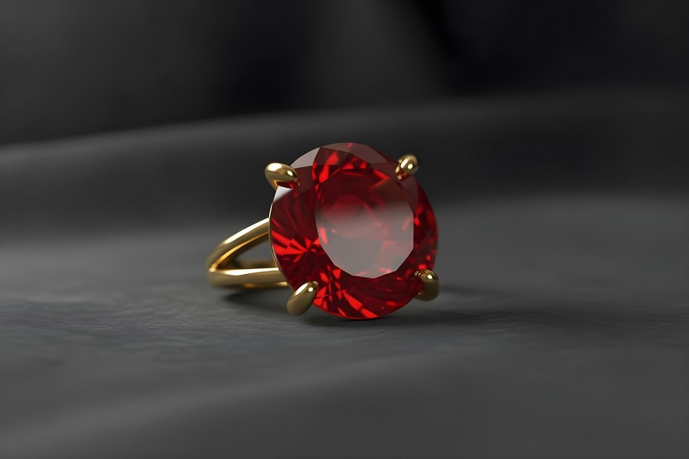 Sterling Silver Ruby Ring Handmade Round Cut Solitaire Engraved Gift