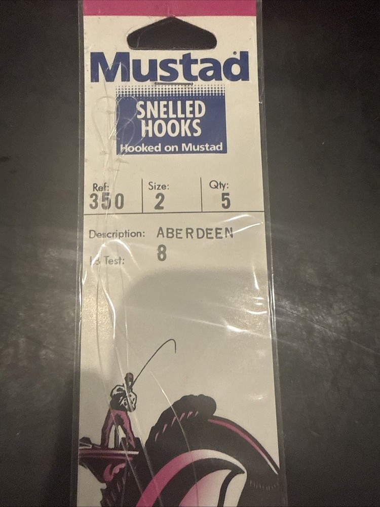Mustad Ref 350 Size 2 8 Lb Test Aberdeen 5 Per Pack