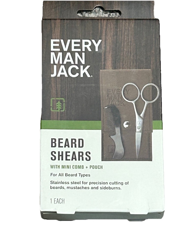 Every Man Jack Beard Shears with Mini Comb & Pouch