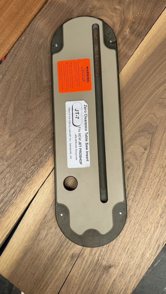 Zero Clearance Table Saw Insert For Jet JT-7