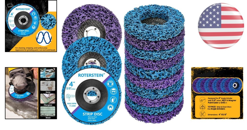 10-Pack 4-Inch Stripping Discs for Angle Grinder - Fast Rust & Paint Removal