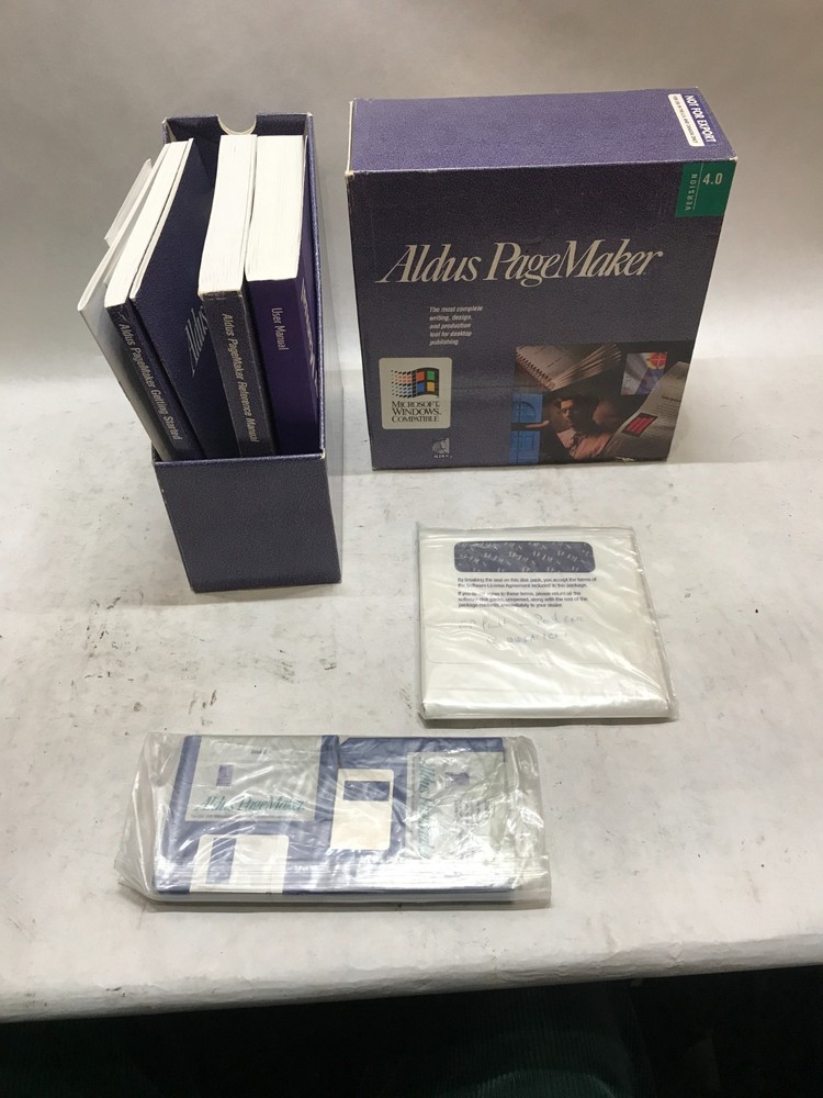 Aldus PageMaker Version 4.0 For Windows 3.0 Big Box Software With Floppy!!! - DW