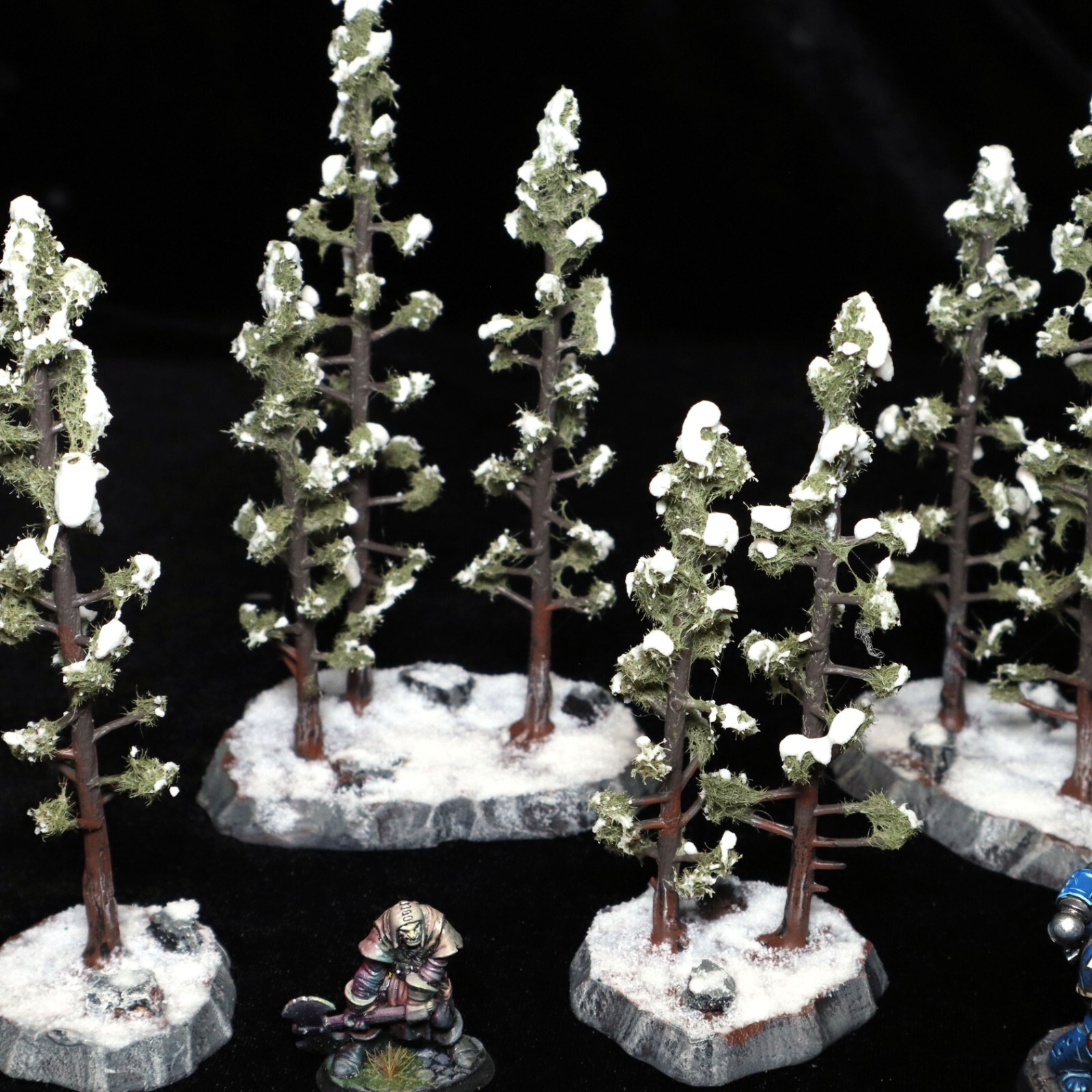 Handmade Snowy Pine/Fir Trees Set of 5 Winter Gaming Terrain