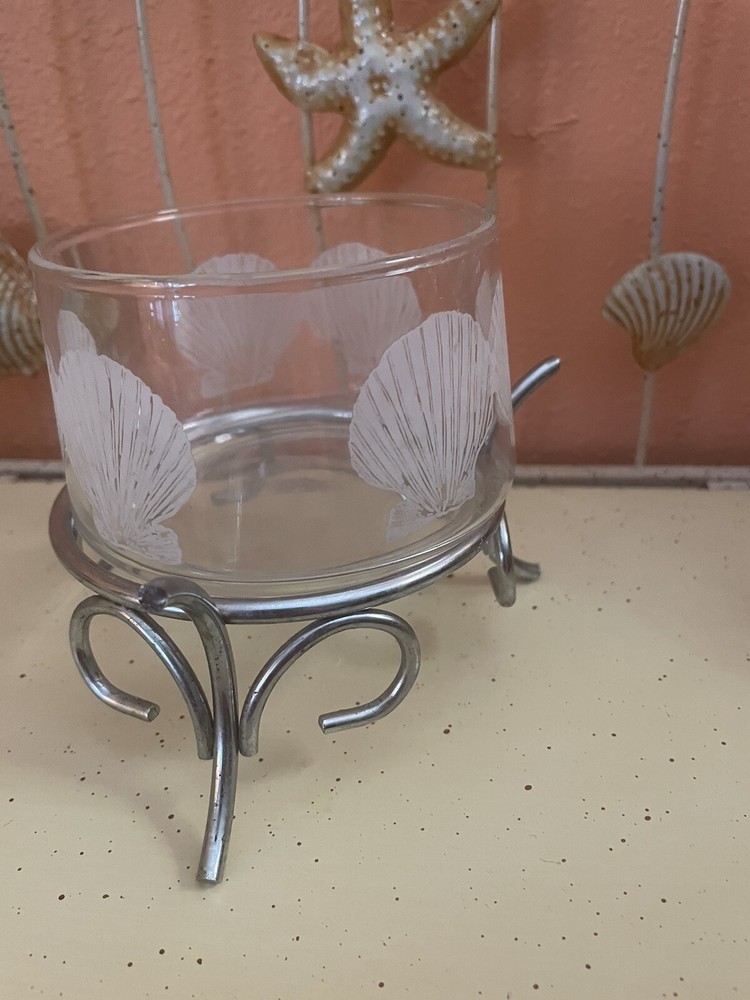 Seashell Clear Ceramic Candy Dish Jar Tropical No Lid