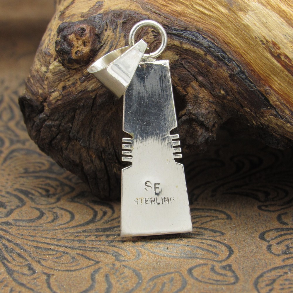 *Simple White Lab Created Opal Sterling Silver Inlay Pendant