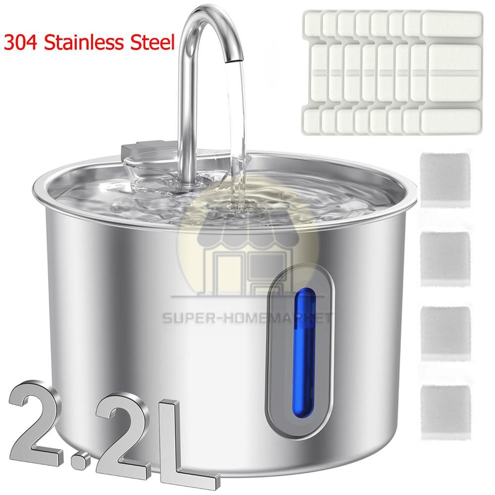 74.4oz/2.2L Cat Water Fountain Stainless Steel, Automatic Pet Water Dispenser