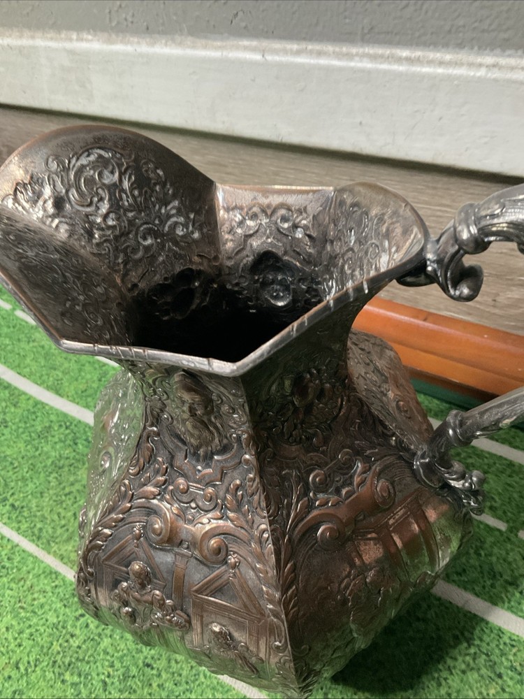 SILVERPLATE on Copper PITCHER Dutch Colonial