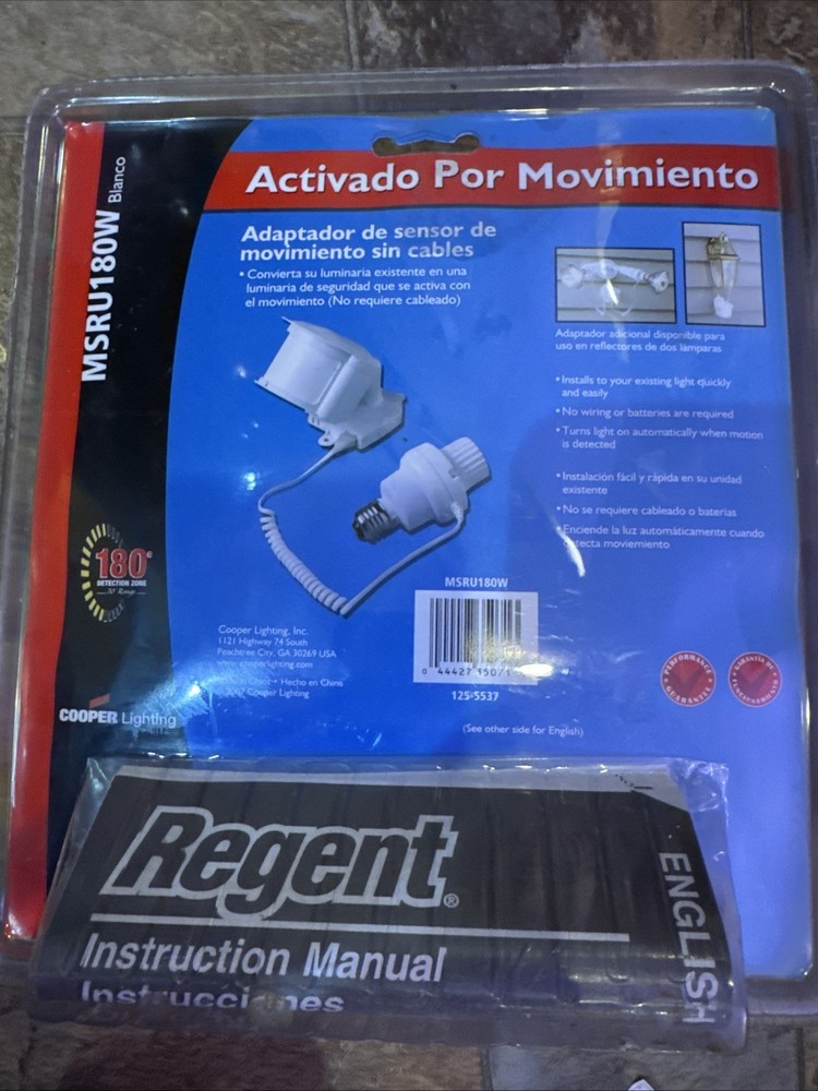 Cooper lighting Motion Activated Sensor Single Lite Adapter MSRU180W NIP