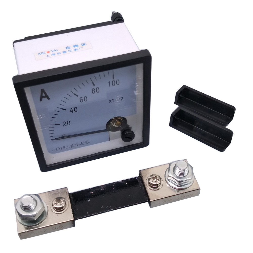 DC 0 ~ 100A Analog AMP Current Needle Panel Meter Ammeter XT-72 & Shunt