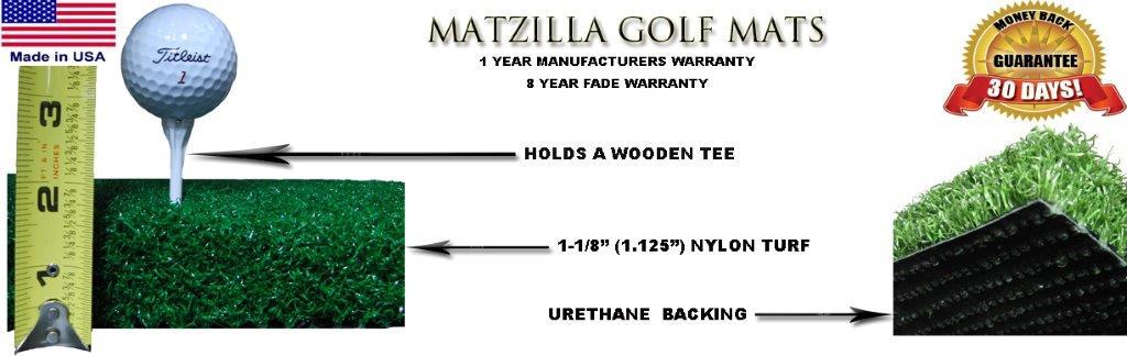 Premium Super Tee Golf Mat 4 feet x 5 feet Tee Line Mat - Holds A Wooden Tee
