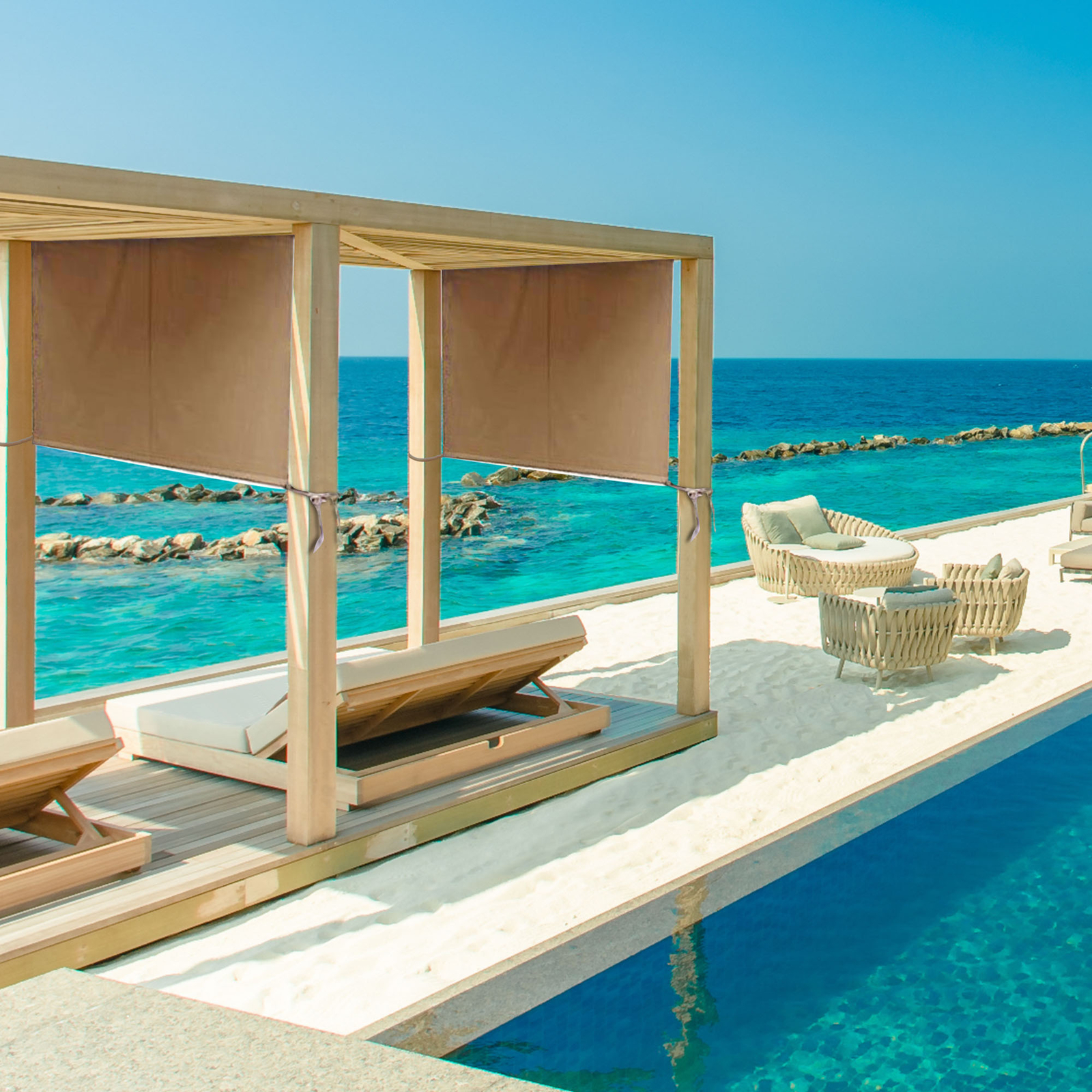 17x6.5Ft Pergola Canopy Replacement Cover Outdoor Yard Patio Tan 200g UV30+