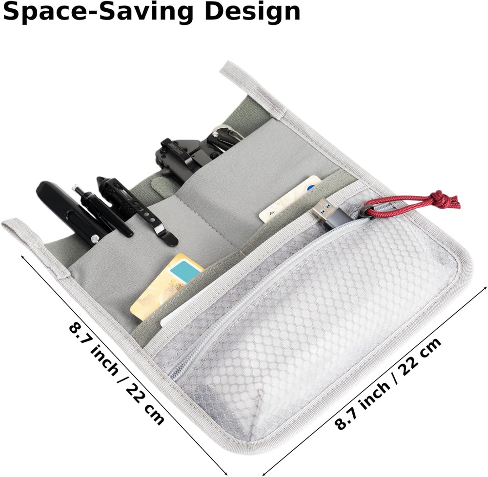 Multi Pocket Admin Organizer for Backpack, Hook and Loop Pouch Mesh Zipper Pouch