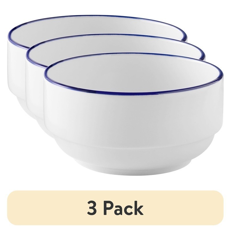 3 Pack Stoneware Bowls Dishwasher Microwave Safe Durable Kitchen Dinnerware New
