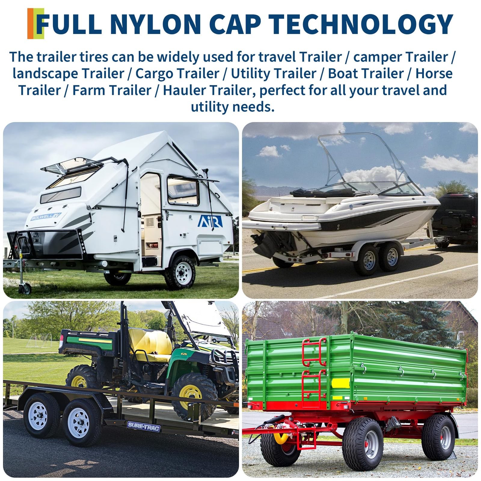 Set Of 2 ST205/75D14 Trailer Tires 6 Ply Heavy Duty 205 75 14 Replacement Tyres