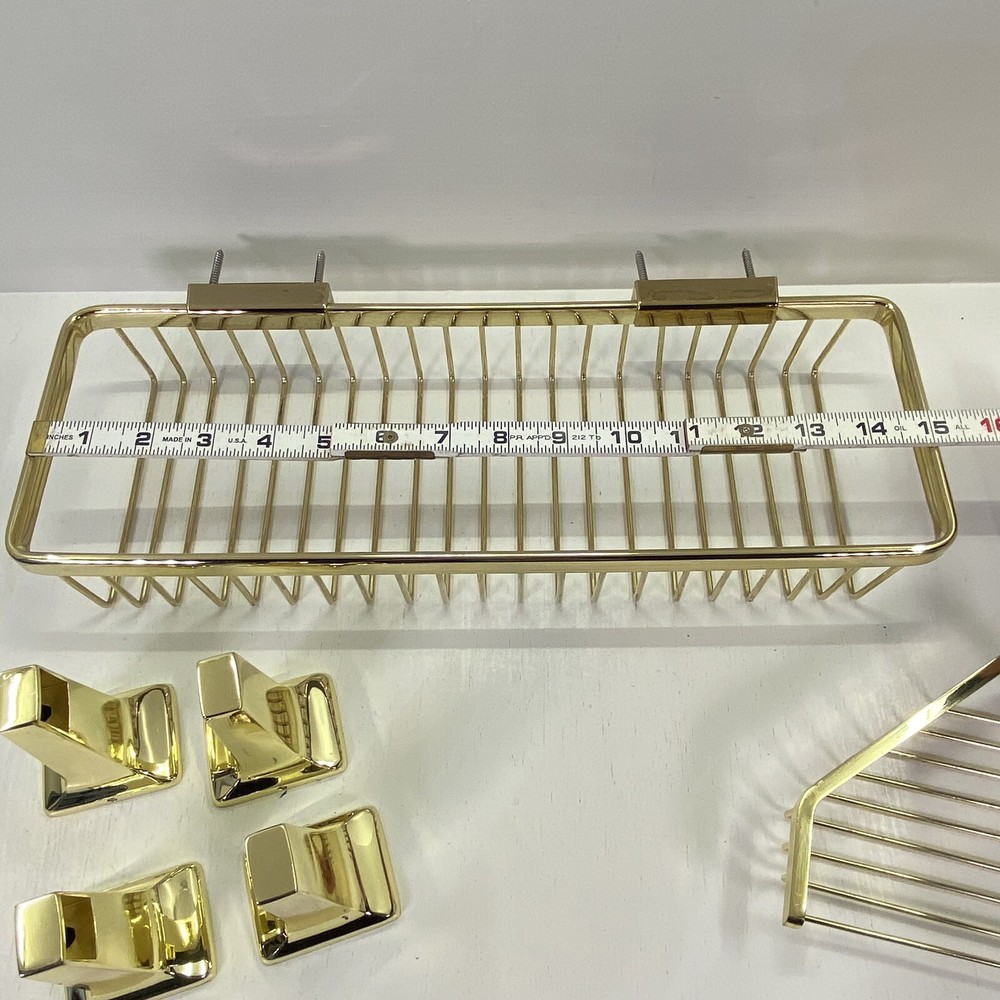 Deltana Solid Brass Wire Long / Corner Bath Shower Basket Set Bathroom Decor