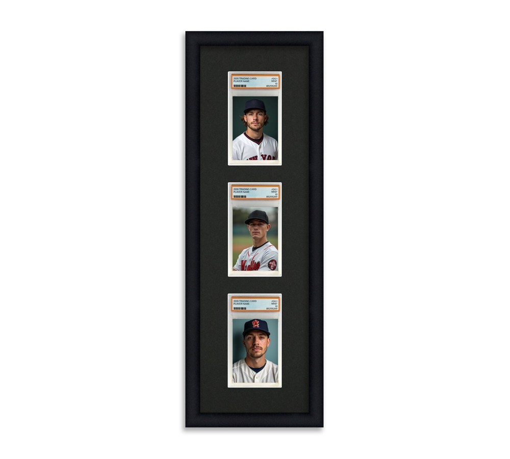 PSA Graded Card Frame Display Holds (3) Slabs Baseball, UV Protection (optional)