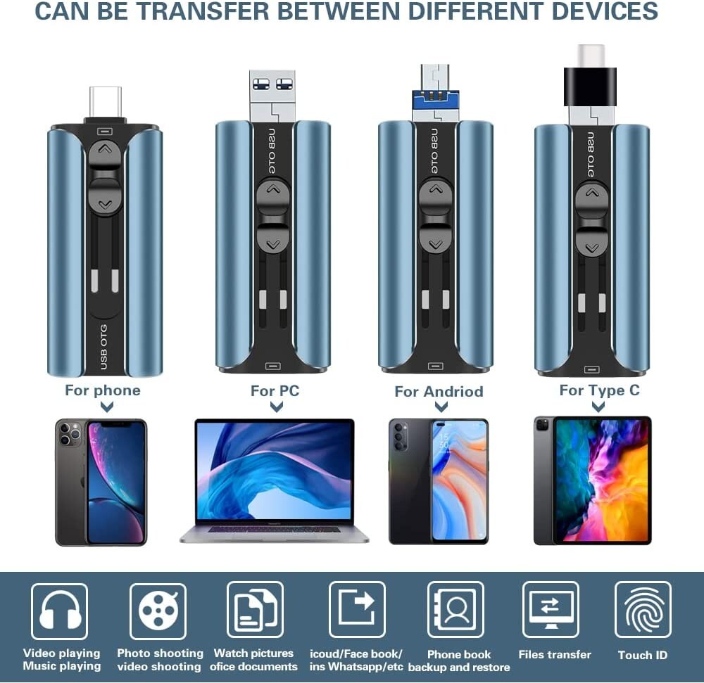 256GB iPad Almacenamiento de disco duro externo para iPhone/ iPad/ Android/ PC