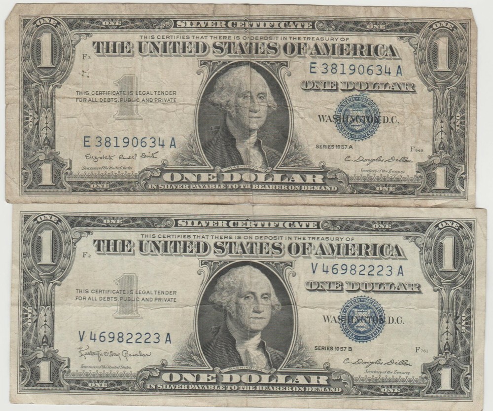 2 1957-1-A -1-B Series Silver Certificates