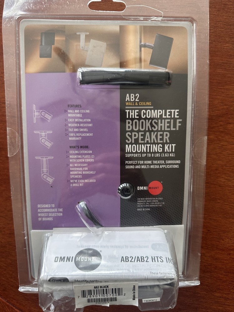 Complete Bookshelf Speaker Mounting Kit AB2 Wall & Ceiling Mount - 4pcs