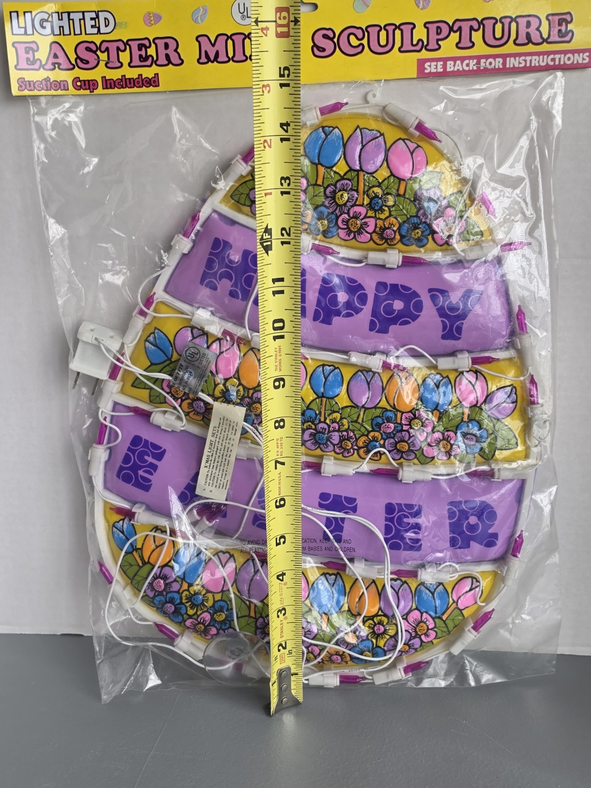 Vintage 1997 Lighted Easter Egg Window Sculpture - NIB - Retro 90s Holiday Decor