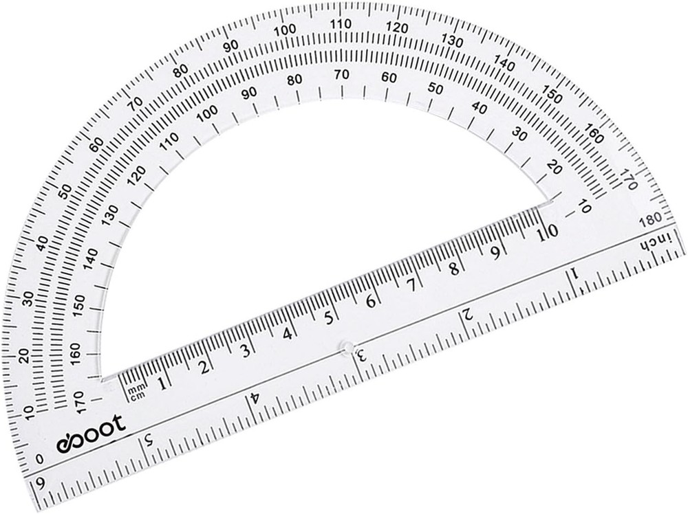 Plastic Protractor Math Protractors 180 Degrees, 6 Inch, Pack of 2 (Clear)