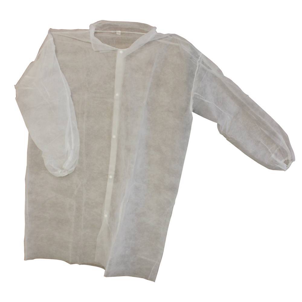 Safety Zone PolyLite Lab Coat with Snap Button Front Polypropylene Lab Coat