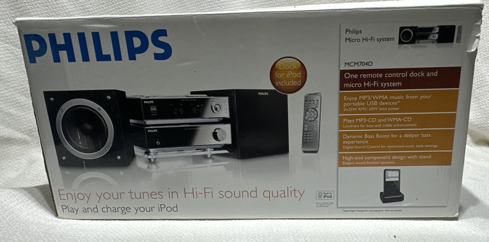 Philips MCM 704D micro audio system - TESTED and WORKS, No REMOTE..((A-3))