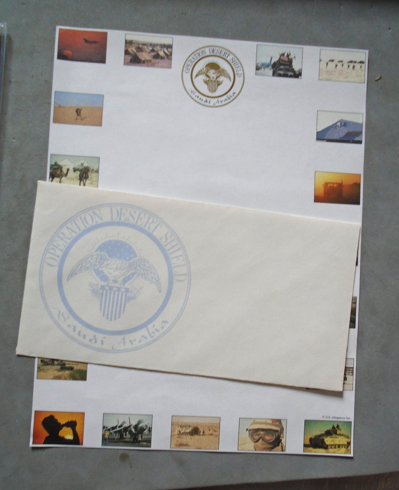 Operation Desert Shield letterhead and envelope