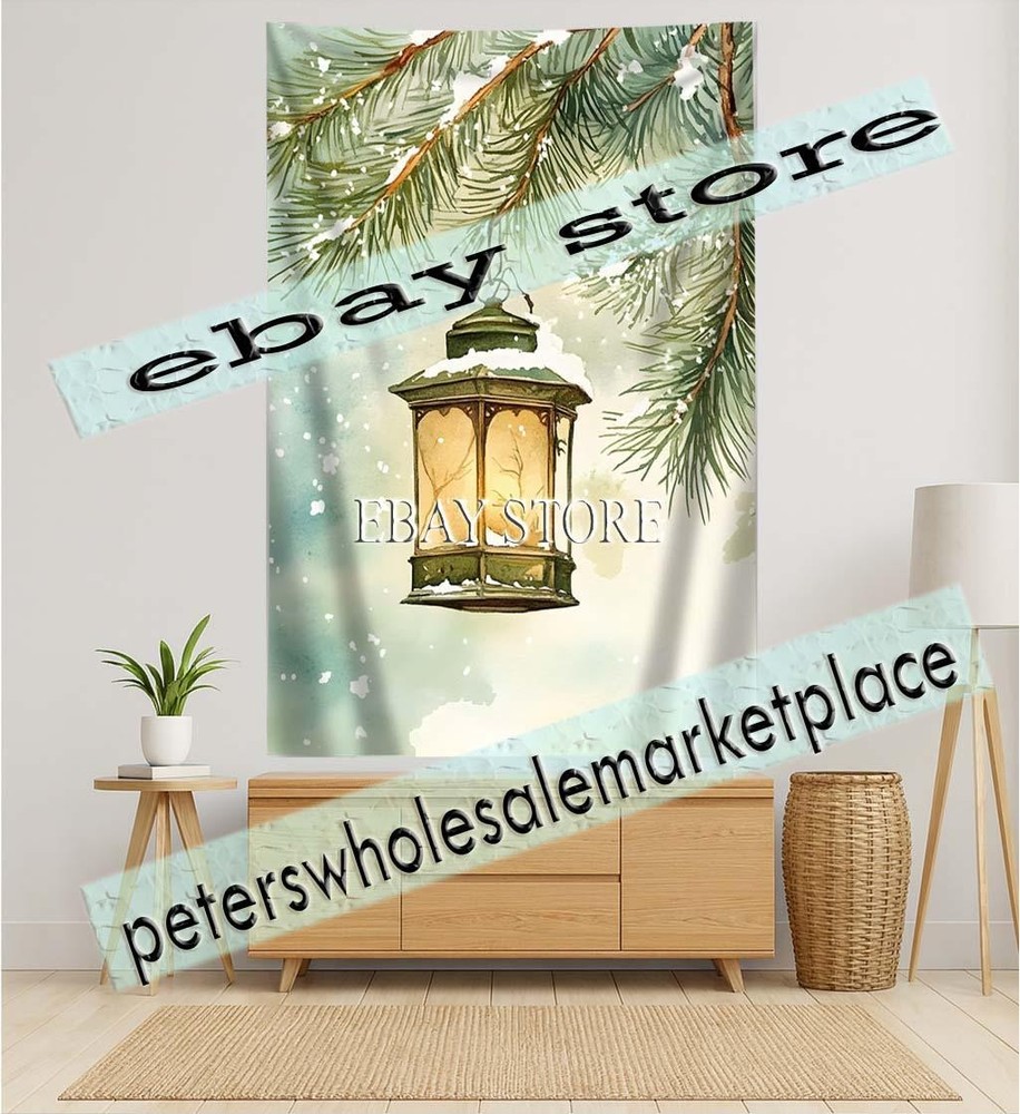 Lantern Pine Tapestry Winter Lantern decorative wall decals 59X82 in