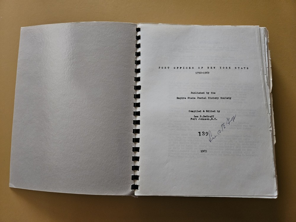 Post Offices Of New York State 1792-1969