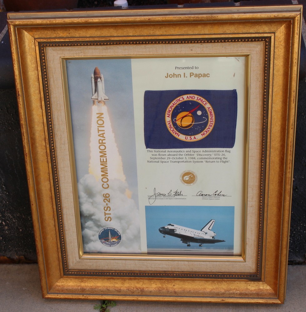 Original Flag Carried Aboard Space Shuttle Discovery STS-26 Flight NASA Framed