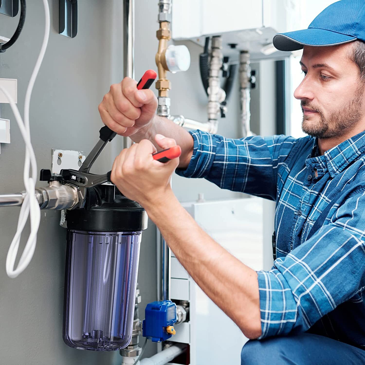 2 Pack 10 Inch Clear Home RO Whole House Water Filter Housing 4.5" x 10" System