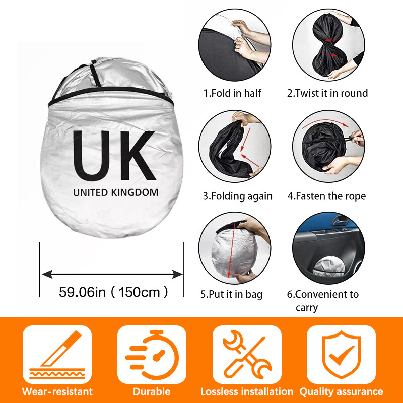 For Mini Cooper Foldable Car Windshield Sun Shade Union Jack Front Visor Cover1