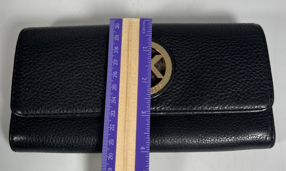 Michael Kors Black Pebbled Leather Envelope Wallet