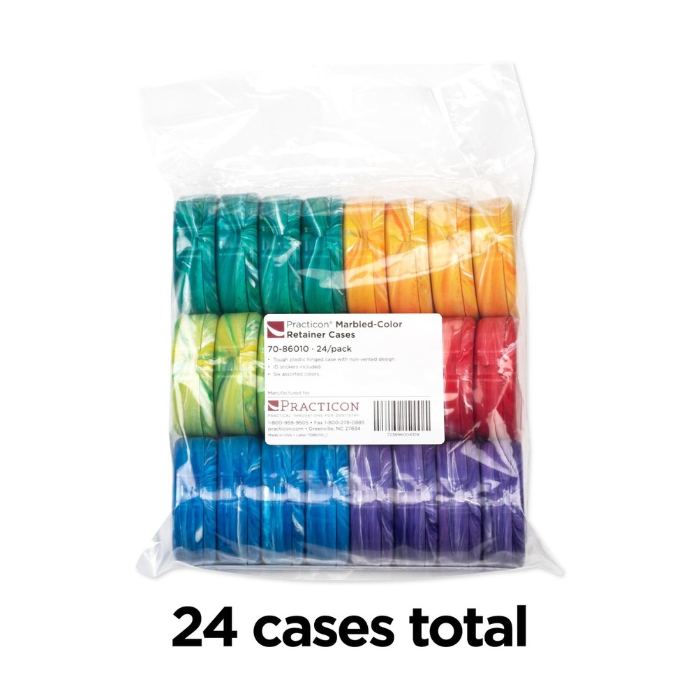 Marble Retainer Cases with Labels, Assorted Colors, 24 Pack 24 Pack,