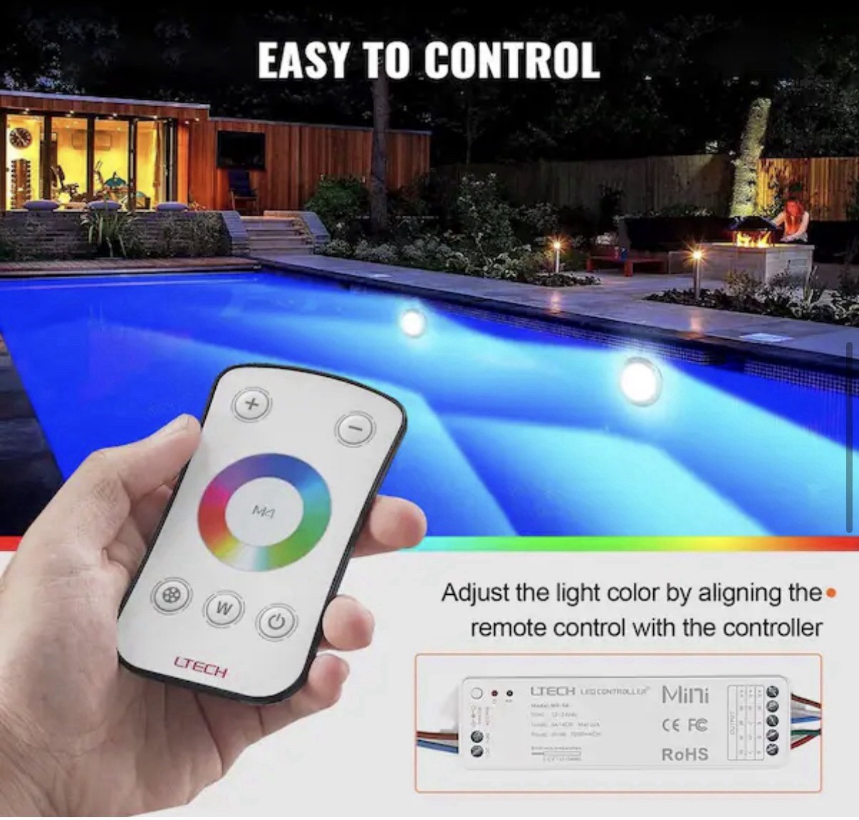 12-Volt LED Pool Light 10 In. 40-Watt Color Changing Inground Swimming Pool Ligh