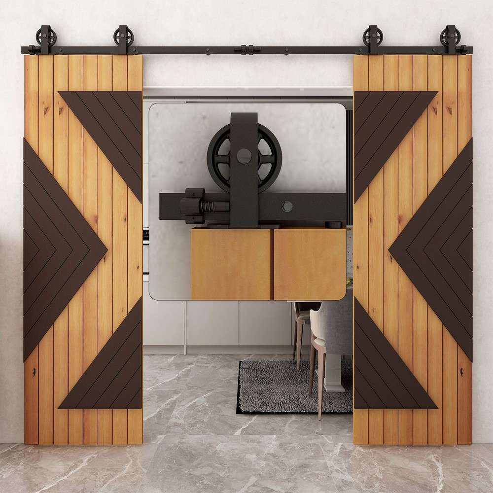 4FT-20FT Medium Wheel Roller Sliding Barn Door Hardware Kit Single/Double Door